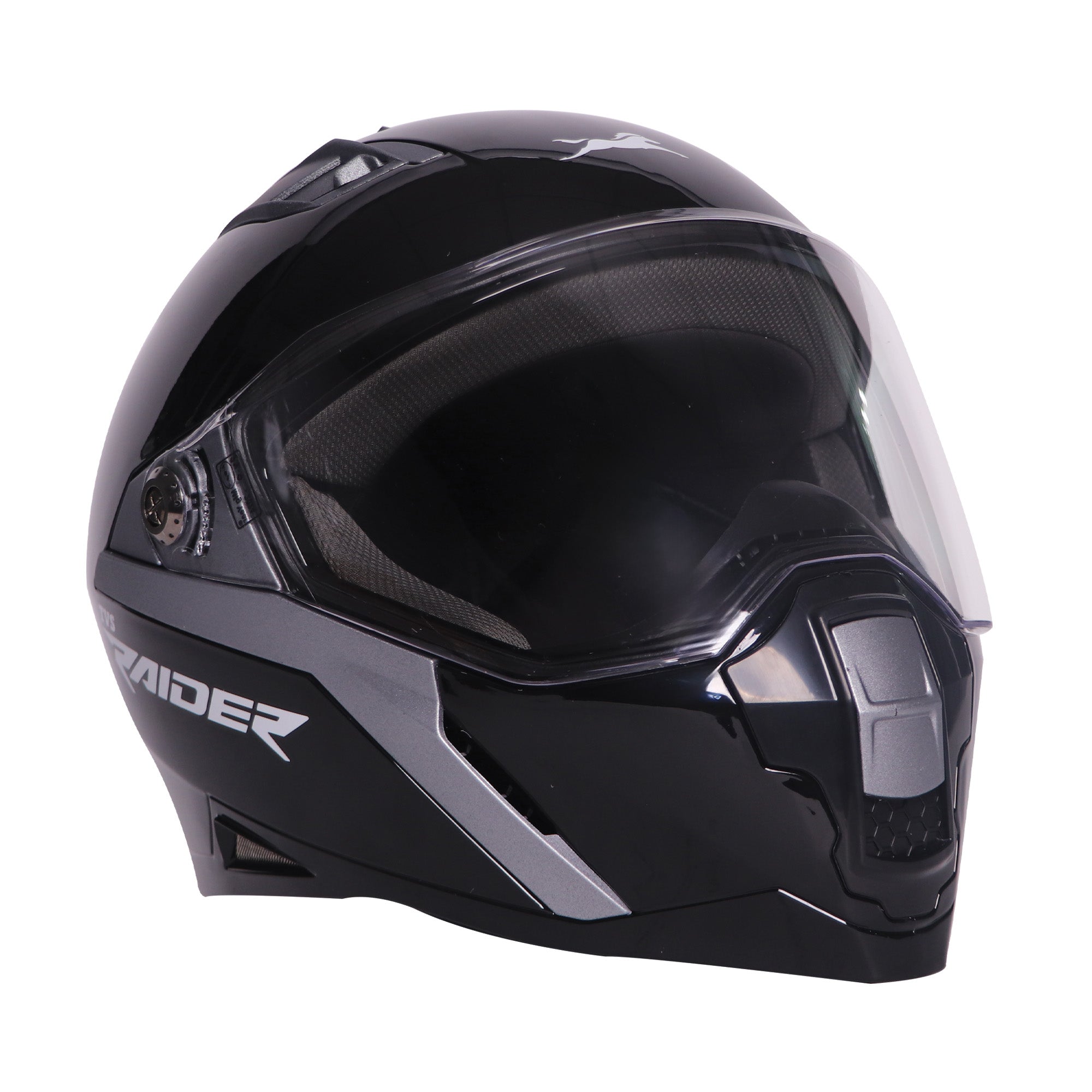 TVS Raider Full Face Helmet, Color: Black & Grey | ISI Certified